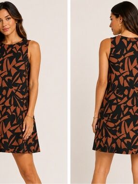 a new day Black & Brown Abstract Sleeveless Shift Dress